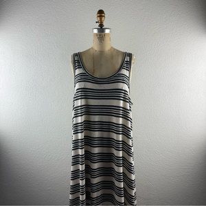 Lou & Grey Black and White Striped Midi Dress